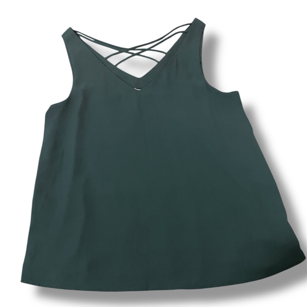 Versona Dark Green Crisscross Back Tank Top Medium